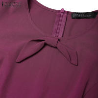 ZANZEA Vestido De Fiesta Coreano Elegante Con Cintura Ajustada Y Pliegues A-line Para Mujer De Manga Corta Estilo Casual Longitud De Rodilla - details 8