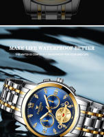 Reloj De Pulsera De Lujo Para Hombre FNGEEN Reloj De Cuarzo Resistente Al Agua En Acero Inoxidable Y Oro Estilo Business Con Display Numeral Romano - details 8