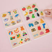 Puzzle De Madera Montessori Para Niños Juguete Educativo Temprano Alineación De Sombras Frutas Ropa Conocimiento Para Edad Infantil - details 11