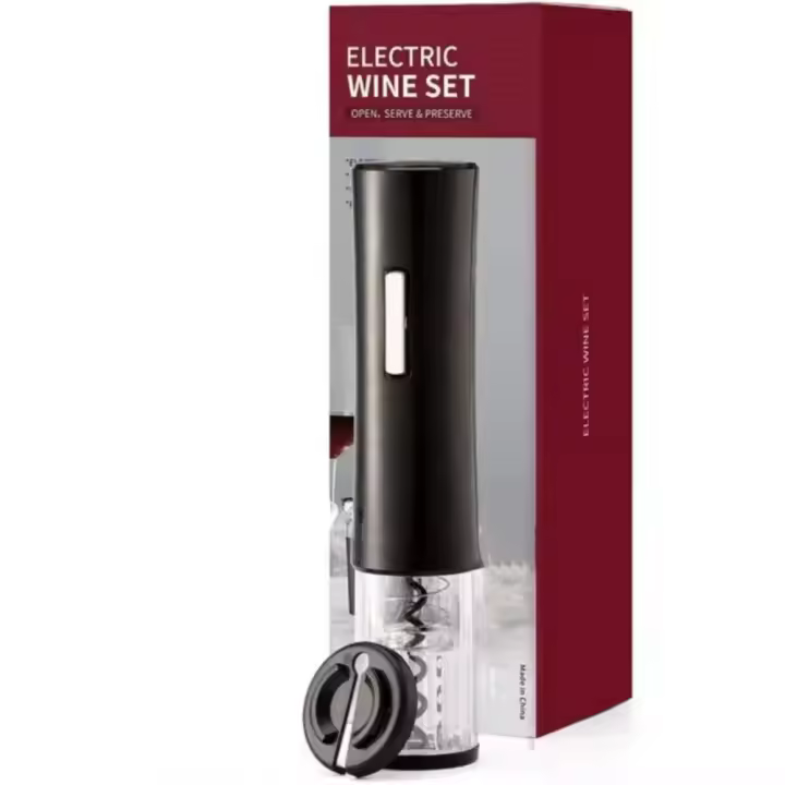 Sacacorchos eléctrico usb 6 en 1, abridor de botellas de vino, abrebotellas inalámbrico, juego con cortador de papel y tapón de vacío y cable de carga USB - 1