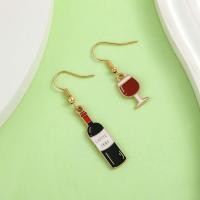Pendientes Colgantes De Esmalte Asimétricos Con Botella Y Vaso De Vino Tinto Para Mujeres Y Niñas Joyería Regalo De Moda - details 0