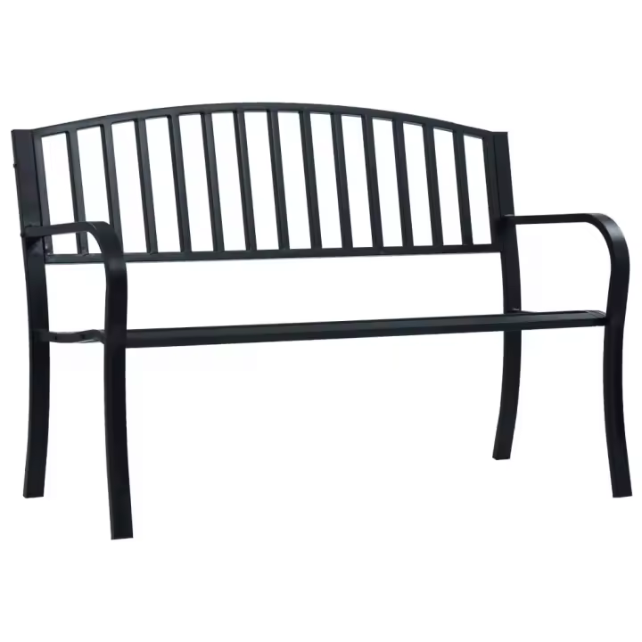 vidaXL Banco de jardín acero negro 125 cm - 1