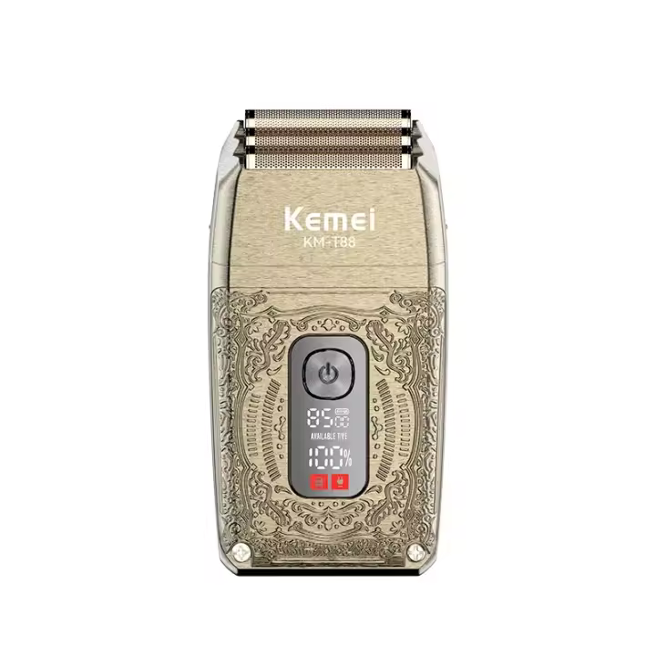 Kemei Afeitadora Eléctrica Profesional Recargable Con Tres Cuchillas De Plata Para Barbero Afeitadora De Cabeza Sin Cable Para Hombres 8500RPM - 1