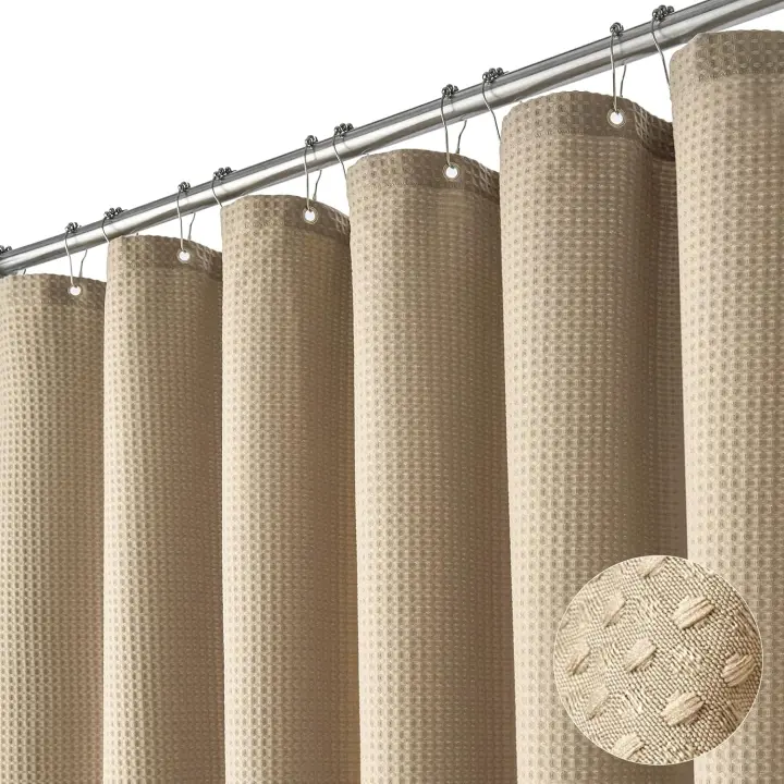 Cortina de ducha resistente al moho - Caqui - Impermeable - Fácil de instalar - Cortina de ducha de baño - Poliéster - Con gancho - 180 x 180 cm - 1