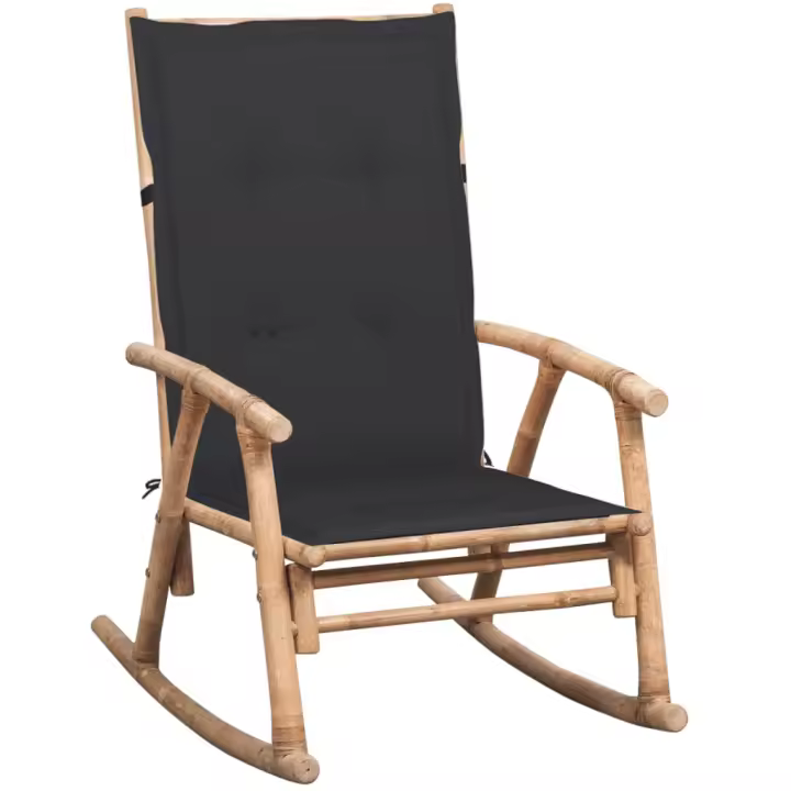 vidaXL Silla mecedora con cojín bambú - 1