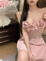 Vestido De Fiesta Mini Rosa Princesa Estilo Francés Con Flores 3D Y Tirantes Spaghetti Para Mujer Vestido Tutú Dulce De Verano - details 11