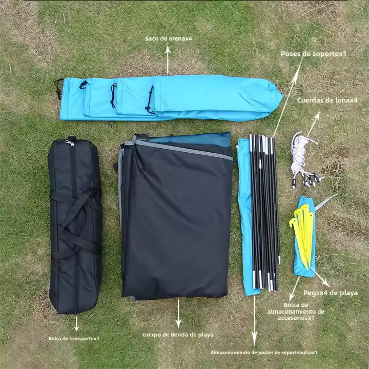 Carpa De Playa Familiar Para Verano Con Marco Protección Solar Plegable Portátil Para 4 Personas Canopo Fácil Instalación - 1
