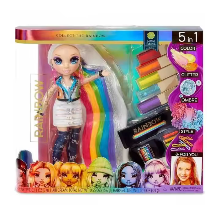 Mga Rainbow High Hair Studio de Amaya Raine - Muñeca Articulada de Moda con Accesorios y Tinte para el Cabello - 1