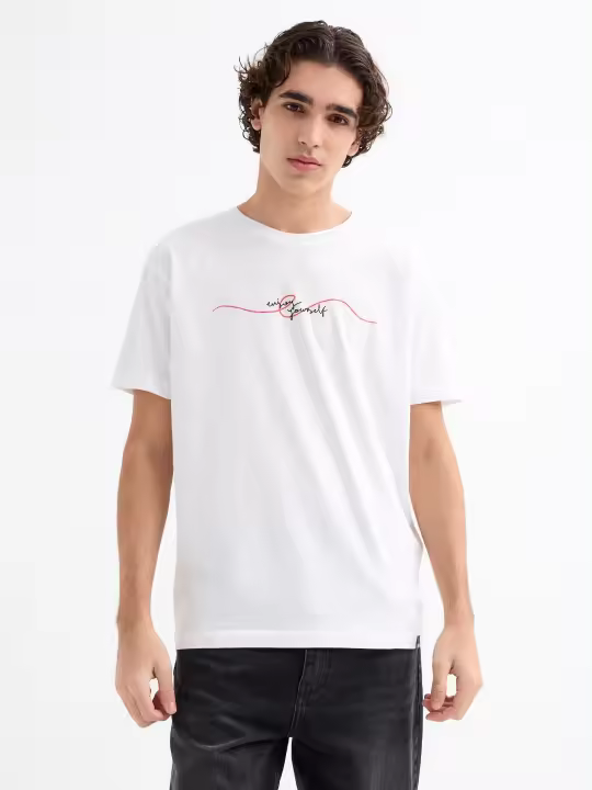 Camiseta de algodón 100% con estampado de Refresco y texto "enjoy yourself" en la espalda INSIDE - 1