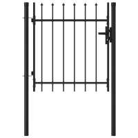 vidaXL Cancela de Valla Sencilla de Puntas Acero Negro Puerta de Jardín Dimensiones 1 x 1 m,  1 x 1.2 m,  1 x 1.5 m y mas - details 0