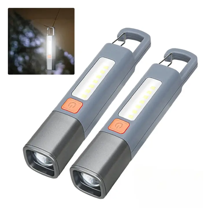 Linterna LED Recargable USB Super Brillante Con Gancho Para Camping Luz De Defensa Zoomable Impermeable 1-10 Piezas - 1