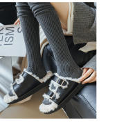 Calcetines Largos De Piel De Rodilla Para Mujer Estilo Japonés Nuevos Para Otoño E Invierno Tejidos En Espandex Y Algodón Con Rayas Doble Agujero Para Calor - details 9