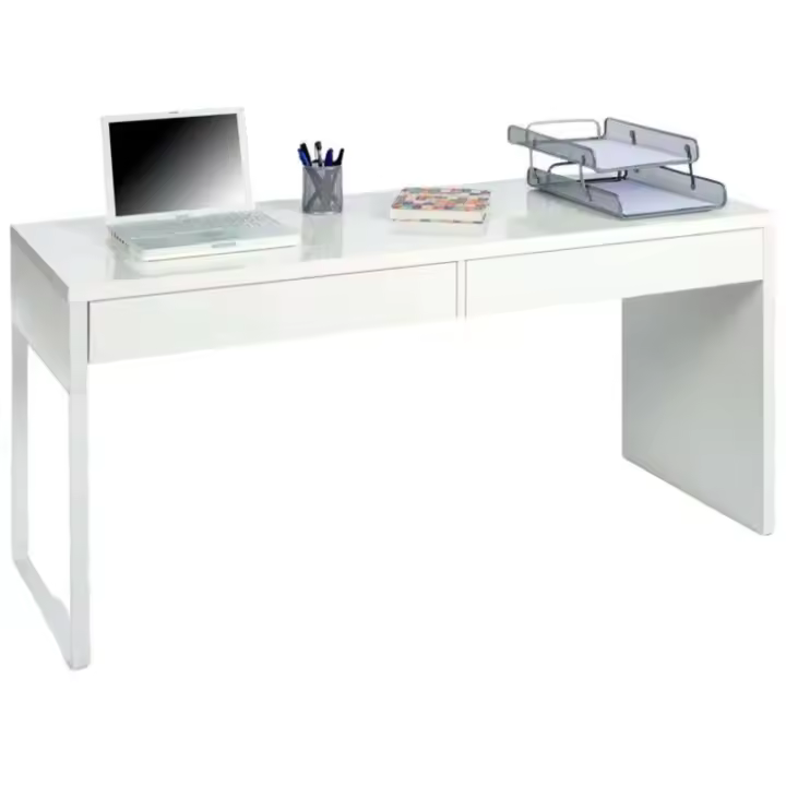Mesa de ordenador Touch en color blanco artik (mate) con dos cajones - 1