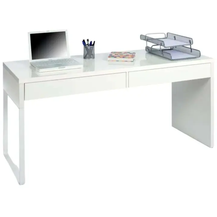 Mesa de ordenador Touch en color blanco artik (mate) con dos cajones - 1