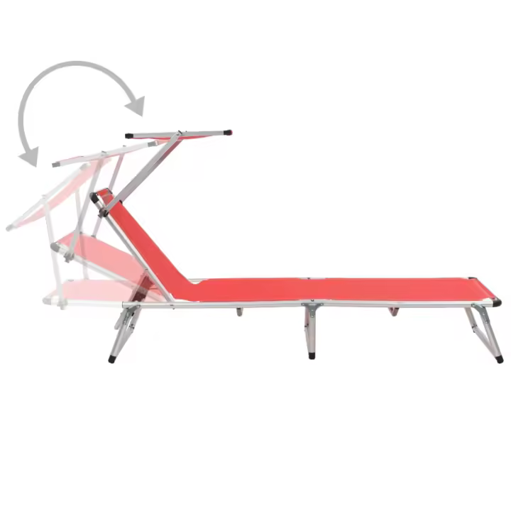 vidaXL Tumbona plegable con techo aluminio y textileno Azul, Negro, Rojo Sillas de Exterior Ideal para jardín, playa, piscina, terraza Tumbona Piscina Tumbonas Playa Tumbonas Jardín Exterior - 1