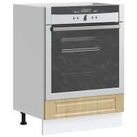 vidaXL Mueble de horno Porto madera reconstituida en color Negro/Marrón roble/Gris hormigón y más | almacenamiento funcional diseño moderno para baño dormitorio sala - details 4
