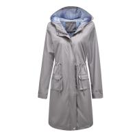 Abrigo De Trench Para Mujer Con Capucha Y Mangas Largas De Color Sólido Estilo Británico Elegante Con Rayas Y Chaqueta Recta Impermeable Para Todas Las Estaciones - details 14