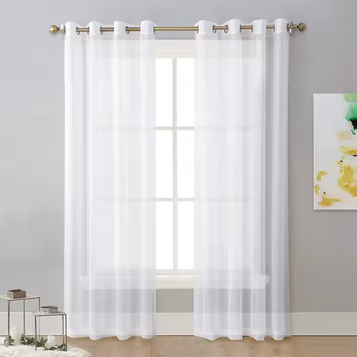 Cortina De Ventana Perforada De Color Sólido De Terylene 1PC Antipolvo Decorativa Y Bebida Clásica Para Adornos De Ventanas - 1