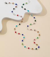 Bohemian Colorful Long Y Shape Necklace, Women's Vintage Gold Metal Crystal Pendant Necklace, Summer Holiday Jewelry Gift - details 1