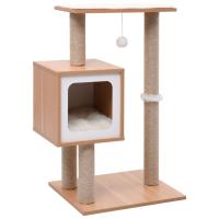 vidaXL Rascador para Gatos con Alfombra Rascadora de Sisal 82 cm Casita Poste Color Negro,  Blanco, y mas - details 1