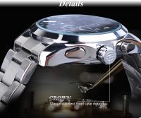 Reloj Mecánico Forsining Para Hombre Estilo Negocios Dial Negro Con Calendario Y Punteros Luminosos Acero Inoxidable Resistente Al Agua - details 4