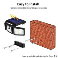 Lámpara Solar De Exterior Con Sensor De Movimiento 3-Head LED 74SMD Impermeable Para Jardín Y Pared Alta Brillante Con Inductor PIR Sensible - details 1