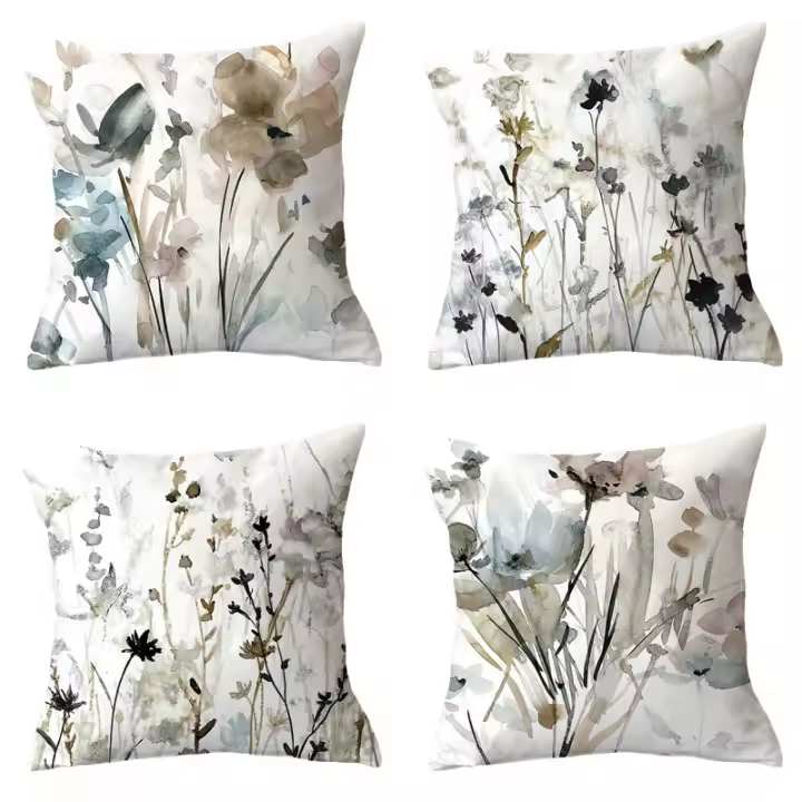 Juego de 4 Fundas de Cojines de Lino Modernas 45x45cm Ideal para Sofá, Dormitorio, Exteriores - 1