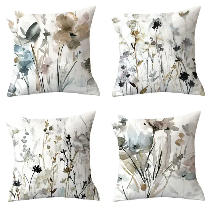 Juego de 4 Fundas de Cojines de Lino Modernas 45x45cm Ideal para Sofá, Dormitorio, Exteriores - 1