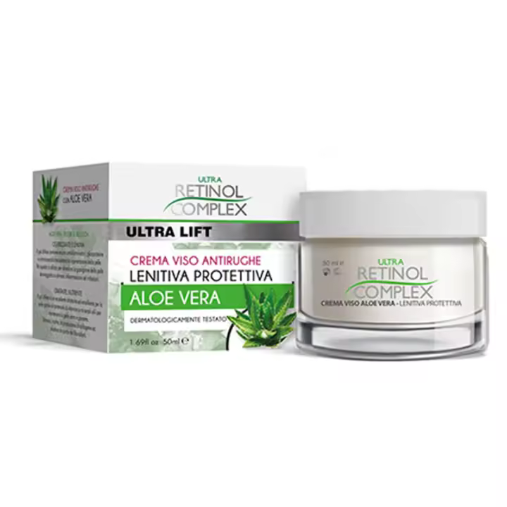 Crema facial calmante y protectora antiarrugas con complejo de retinol Ultra Lift de aloe vera - 1