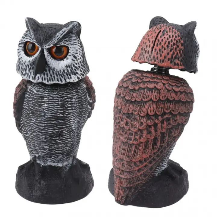 Decoy De Buho Plástico Para Asustar Aves Decoración De Jardín Fuera De Casa Con Cabeza Que Se Mueve Imagen De Buho Falso Para Repeler Aves - 1