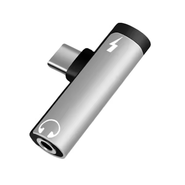 Adaptador type C dos en uno de aleación de Aluminio de 3,5mm para auriculares y teléfono móvil, color rosa - 1