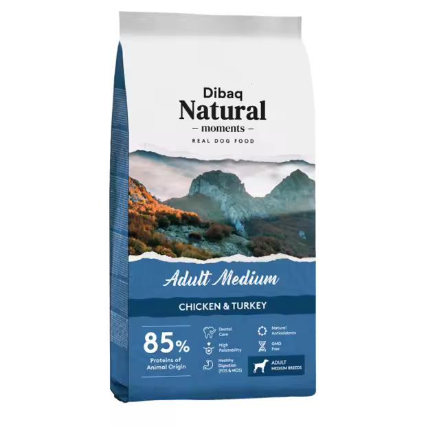 Dibaq Natural Moments Adult Medium Pollo y Pavo 15 Kg - 1