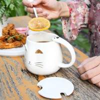 Tazos de Cerámica del Gato, Taza del Gato, Patrón del Gato, Taza de café de Cerámica Linda con La Tapa Linda Del Gatito, - details 2