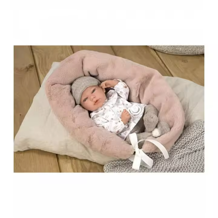 MUÑECA BEBE ELEGANCE 40 CM ANDIE GRIS CON COJIN LACTANCIA DE ARIAS - 1