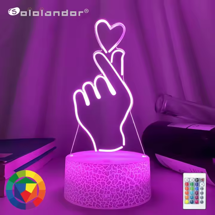 Lámpara Nocturna LED 3D Para Niños Luz De Noche Creativa Para Mesa Lámpara De Cama Romántica Decoración De Hogar Regalo Para Niña - 1