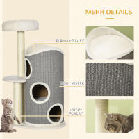 Pet Cat Tree 109cm Árbol para Gatos con Rascador Cube y Cama para Gatos, poste de Isal, Modern gris Blanco Para Los Amantes de Los Gatos - details 4