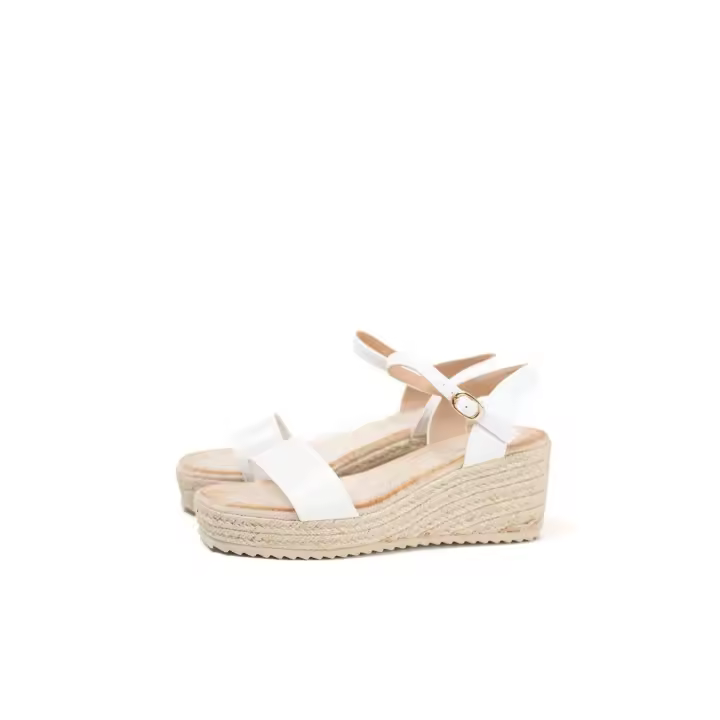 Lyla Wang sandalias doradas con cuña de esparto diseño trenzado y elegante cierre perfectas para el verano - 1