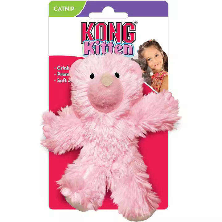 Kong Juguete para Gatitos Oso Pastel de Felpa Suave y Duradero con Sonido Crujiente para Estimular el Juego - 1