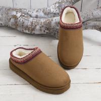 Botas De Piel Sintética Con Tacón Bajo Y Suela Gruesa Para Invierno 2024 Estilo Étnico Botines De Plush Adecuadas Para Mujer - details 7