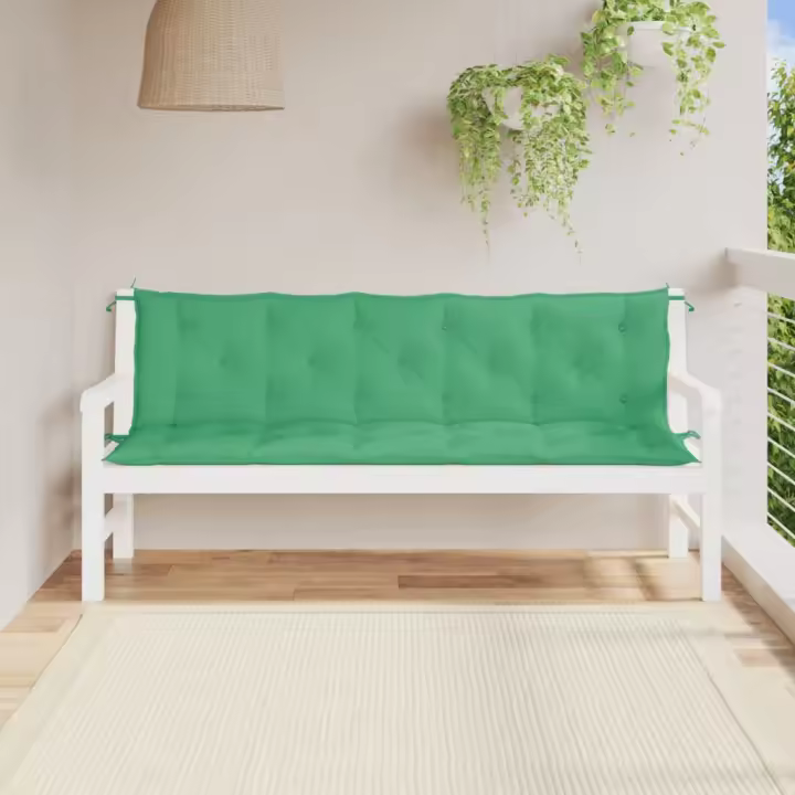 vidaXL Cojines de banco de jardín 2 uds tela Oxford verde 180x50x7 cm - 1