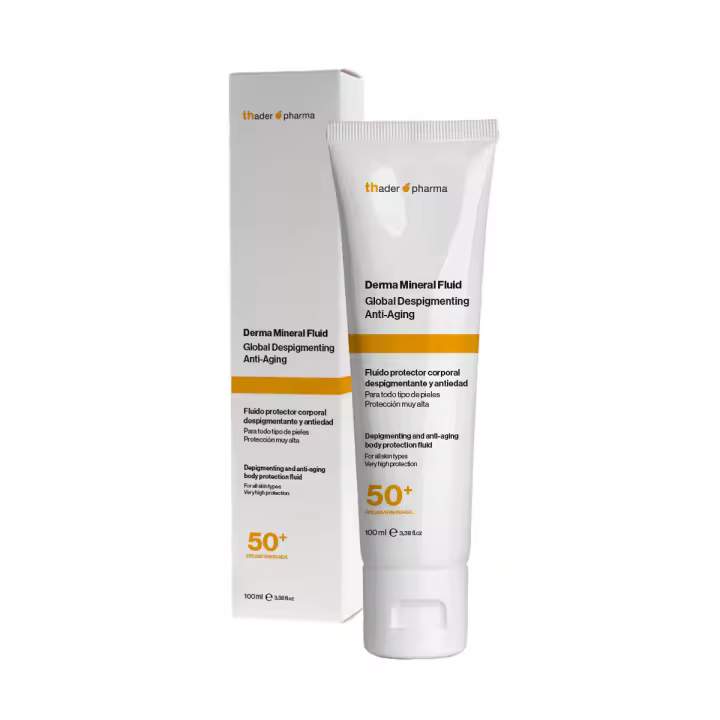 Thader Pharma Protector solar mineral corporal Derma Mineral Fluid con protección muy alta 50+, 100 ml - 1