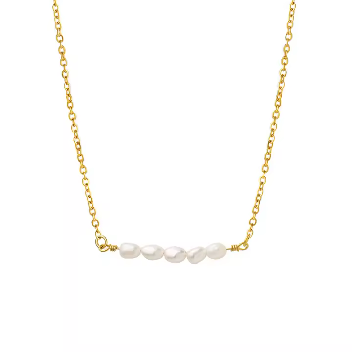 Simple temperament DE LA Moda Natural de Agua Dulce Perlas de moda Collar de Las Señorías de Maple inoxidable a prueba de Agua collar de joyas - 1