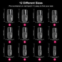 120 PCS De Tiras De Uñas Postizas Cuadradas De Gel Suave Transparente En 12 Tamaños Para Extensión De Uñas Falsas Estilo Francés - details 3