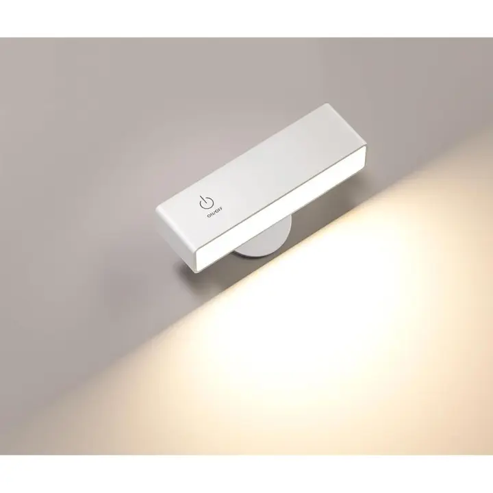 Lámpara de Pared LED, Aplique Pared Interior, Lampara Pared 360 ° Regulable Swivel with Katería de 4000mAh, Carga USB, Control TáCtile, Lampara de Pared Magnetica, Luz Mesita de Noche - 1