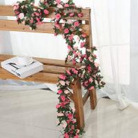 Guirnalda De Flores Artificiales Rosa 240CM Para Boda Decoración De Hogar Y Jardín Arco DIY Planta Falsa De Vínculo - details 1