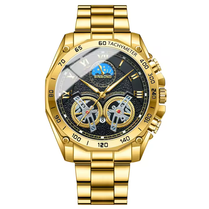 Reloj De Cuarzo Para Hombre BINBOND Lujo Deportivo Militar Casual Con Dial Decorativo Resistente Al Agua De Acero Inoxidable Estilo Business - 1