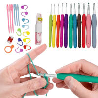Juego De Agujas De Crochet Coloridas Con Estuche Ergonómico Para Mano Herramientas De Tejido Para Mamá Y Abuela Regalos - details 0