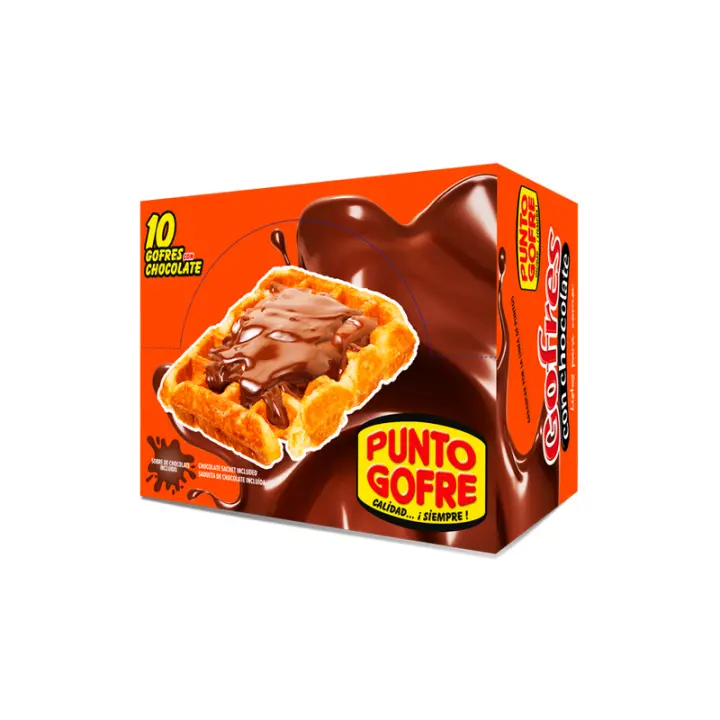 Gofres con chocolate. Envasados individualmente.  punto gofre caja de 10 unidades - 1