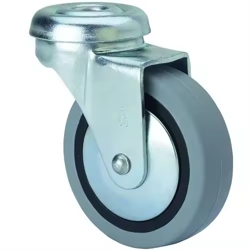CABLEPELADO Rueda pivotante industrial, Tipo Soporte Giratorio, Sin Freno, Material Goma, Diámetro 50 mm, Ancho de banda 18 mm, Altura total 67 mm, Capacidad de carga 22 Kg, Diámetro del agujero 10 mm - 1