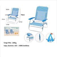 Silla plegable de playa con Cojin estructura de aluminio y tejido Textileno, transpirable y fresco - Maxia Market - details 4